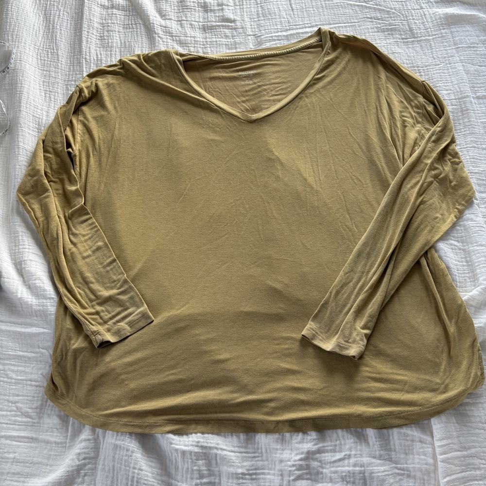 Mossimo Supply Co Top V Neck Long Sleeve Mustard Yellow Casual XL